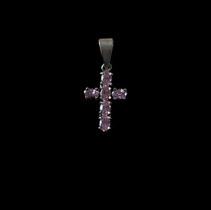 Pink crystal cross pendant