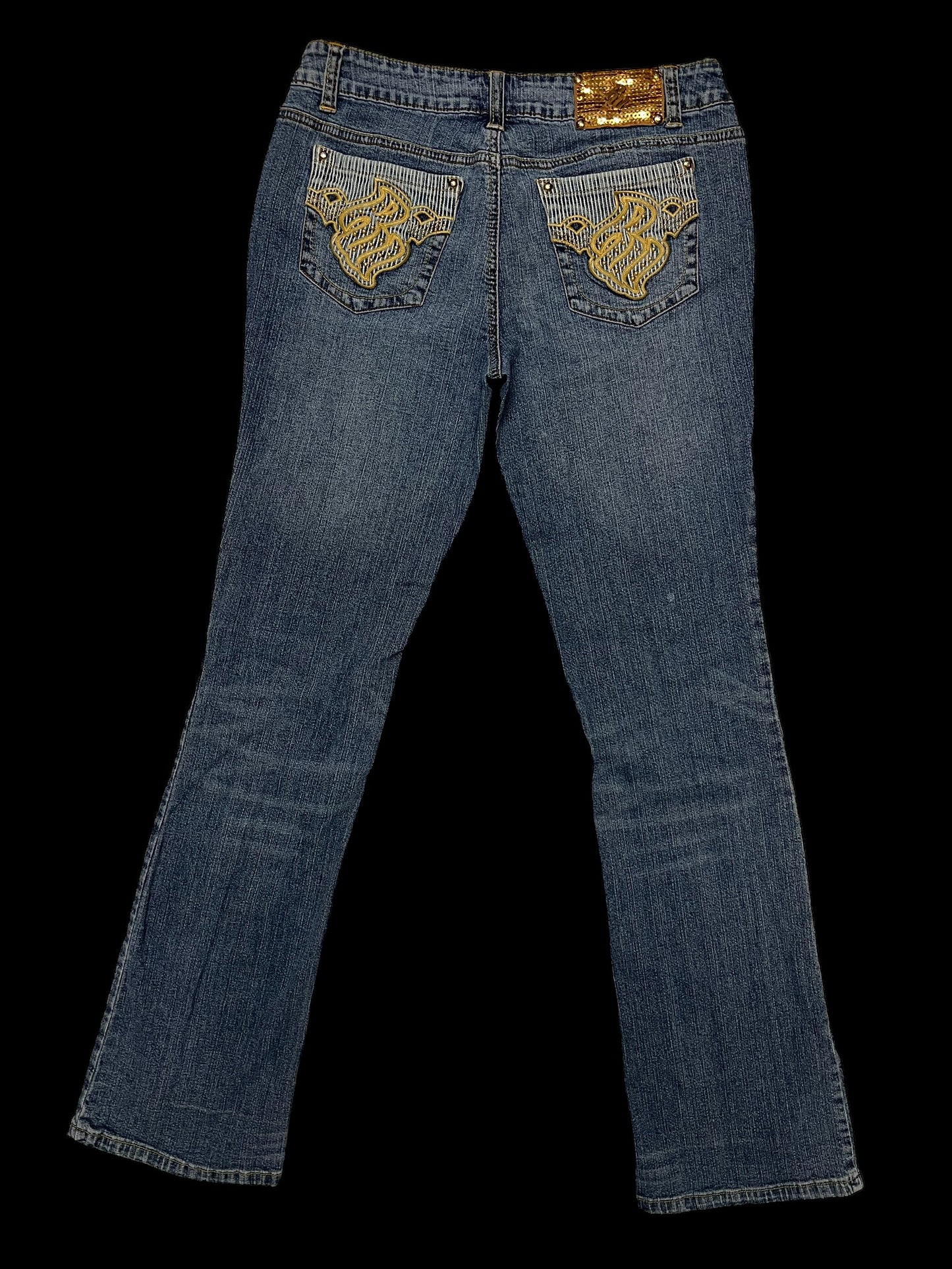 Embroidered low rise jeans