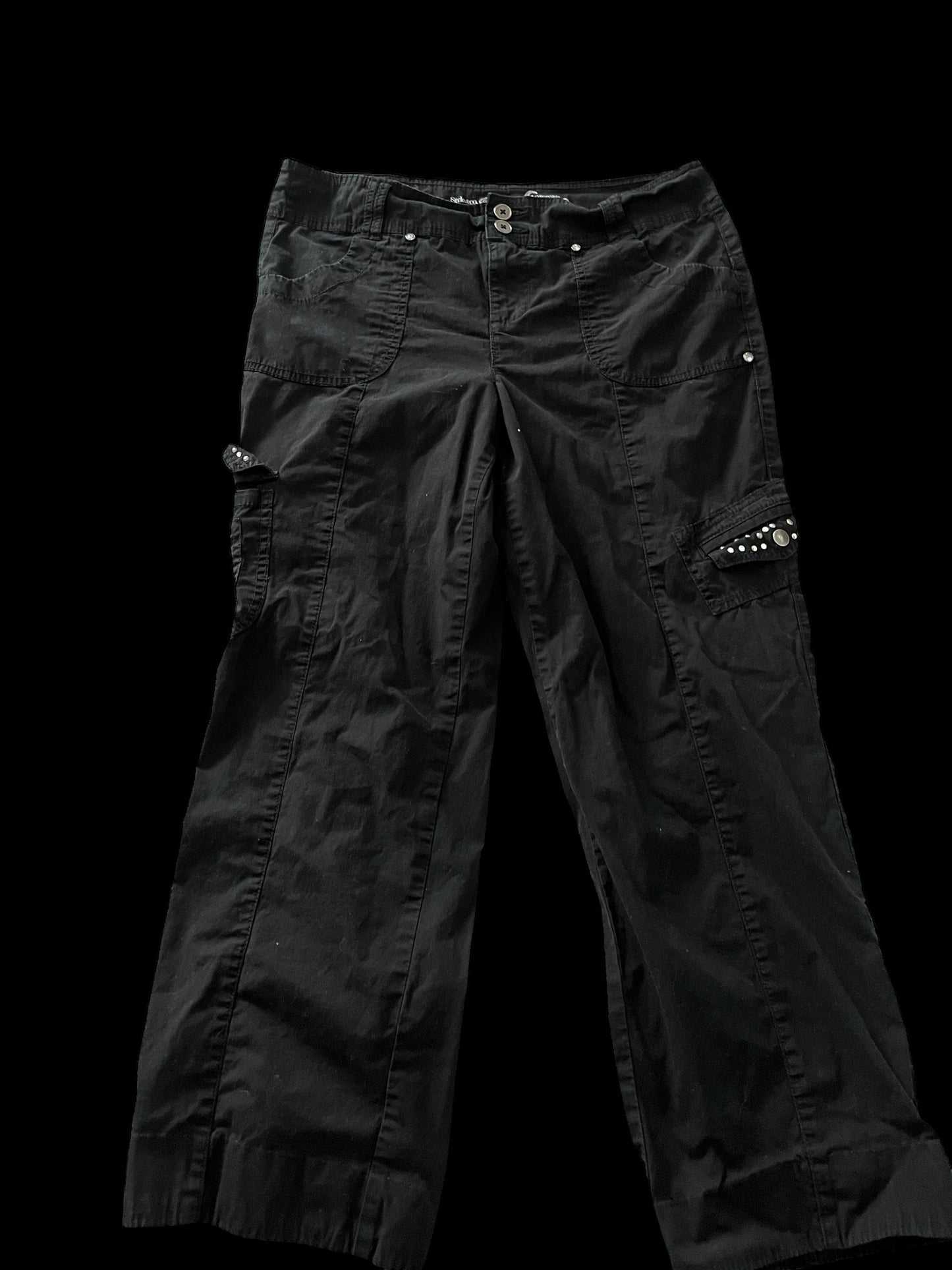 Black embellished cargo pants