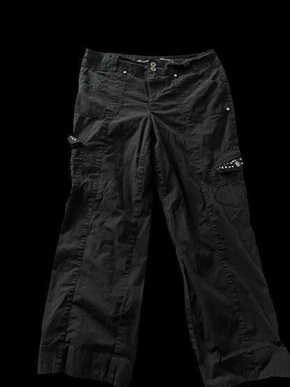 Black embellished cargo pants