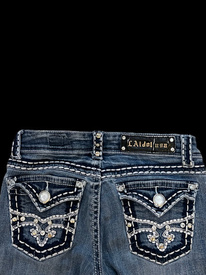 Embellished low rise jeans