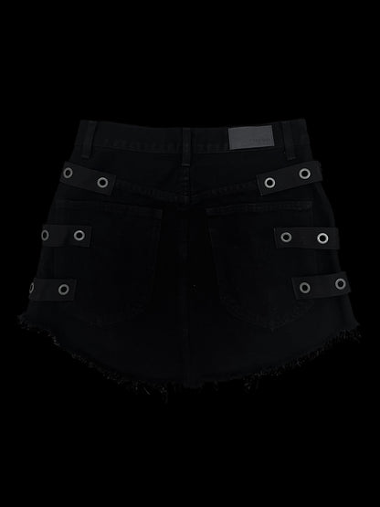 Grungey buckled mini skirt