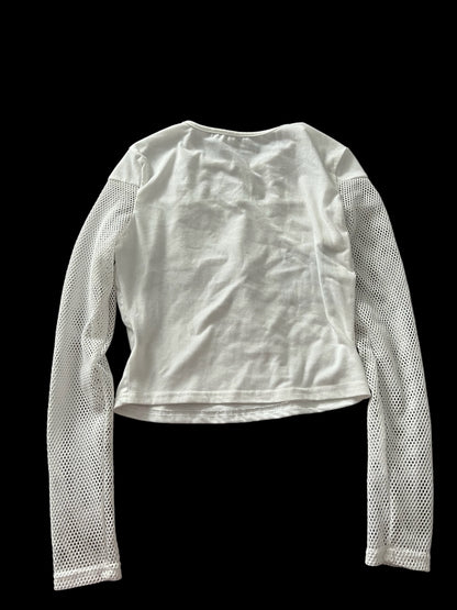 White long sleeved fishnet top