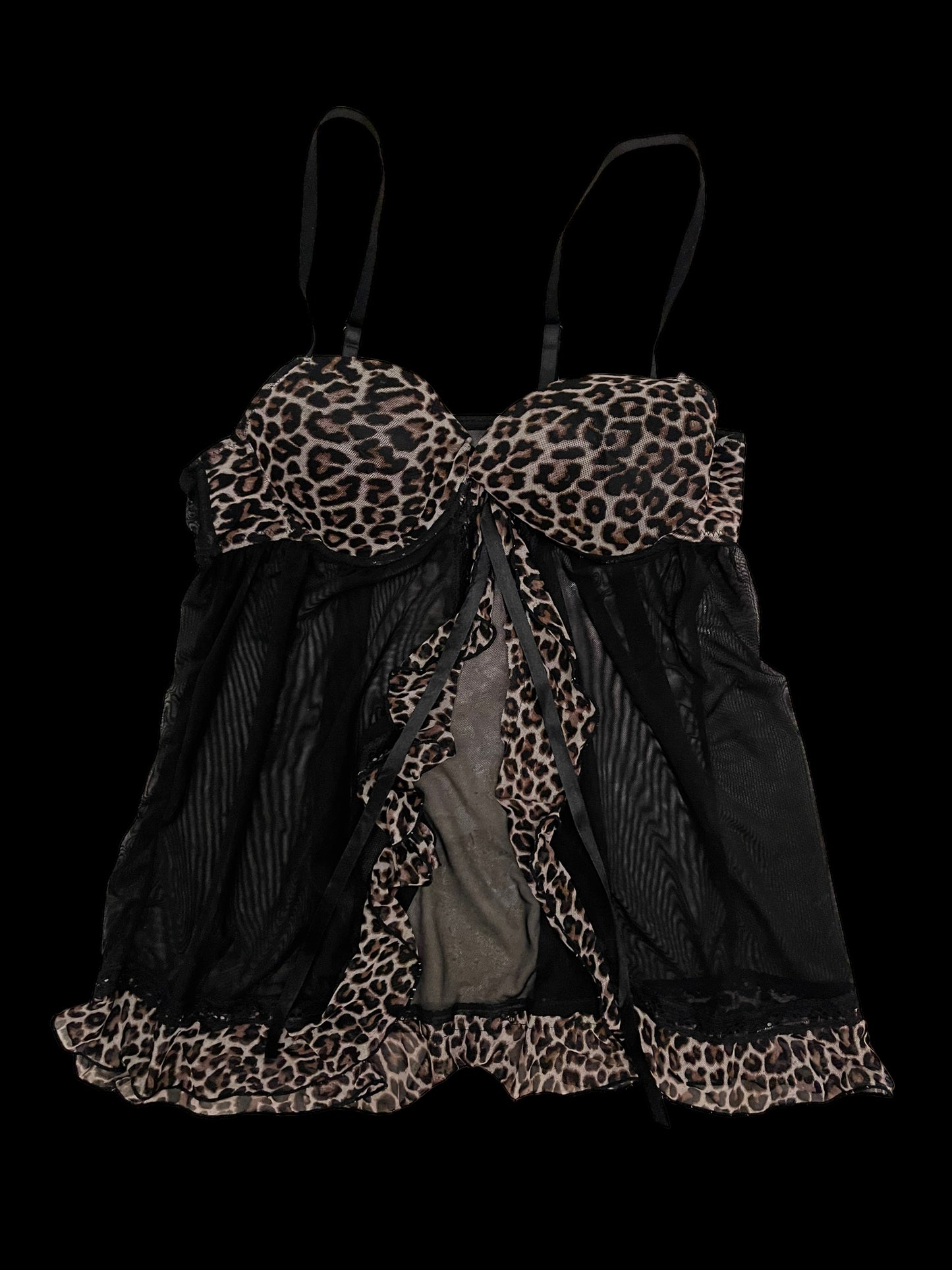 Cheetah print babydoll lingerie top