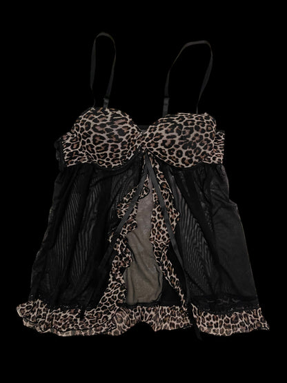 Cheetah print babydoll lingerie top