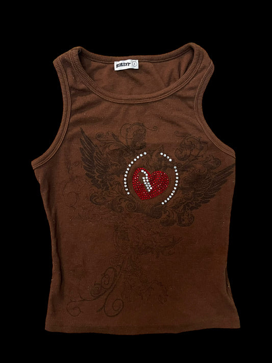 Embellished brown tank top